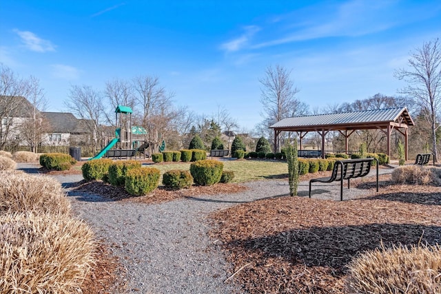 community playground featuring a gazebo