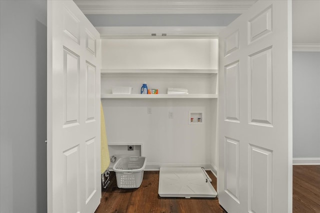 washroom with laundry area, washer hookup, wood finished floors, and hookup for an electric dryer