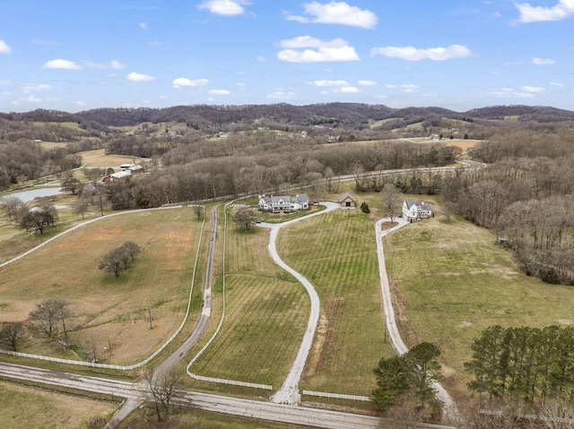 aerial view featuring a rural view