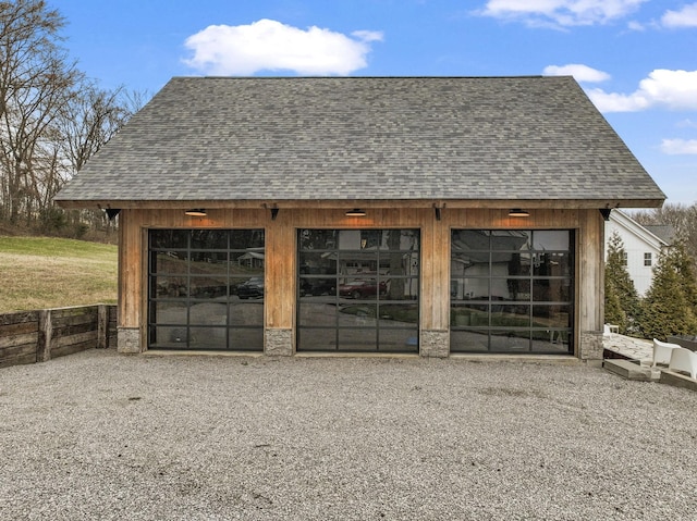 view of detached garage