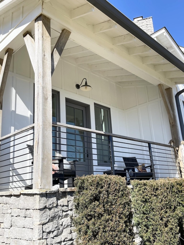 exterior space featuring a chimney