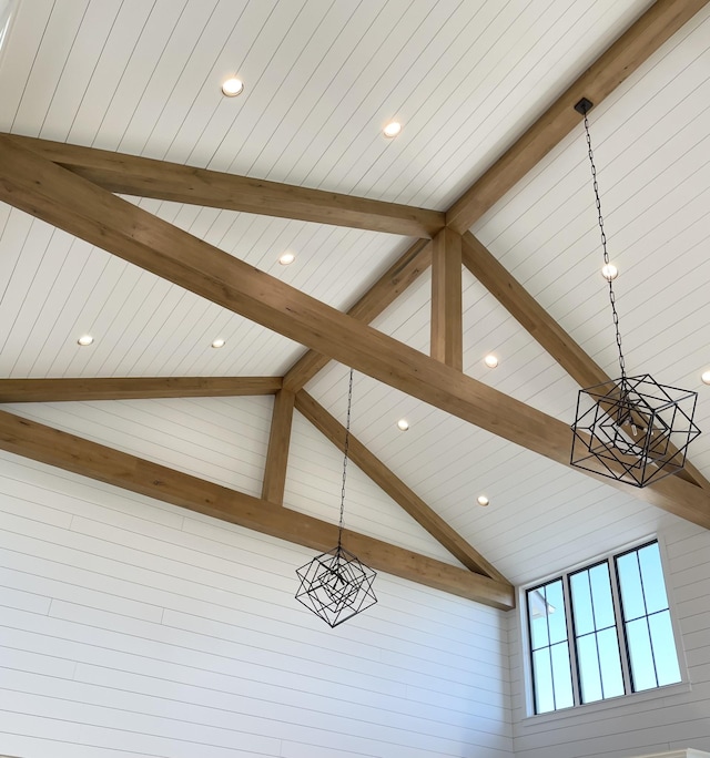 interior details with recessed lighting and beam ceiling