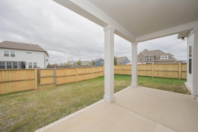 view of yard with a patio area and a fenced backyard