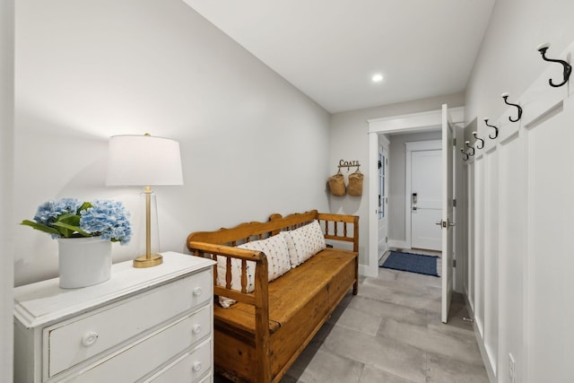 mudroom featuring recessed lighting and baseboards