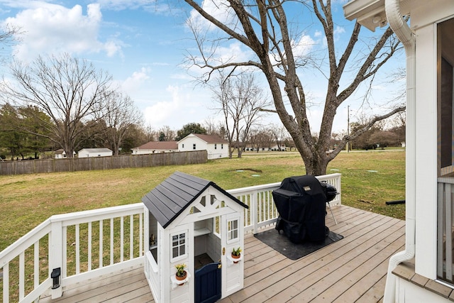 deck featuring a yard