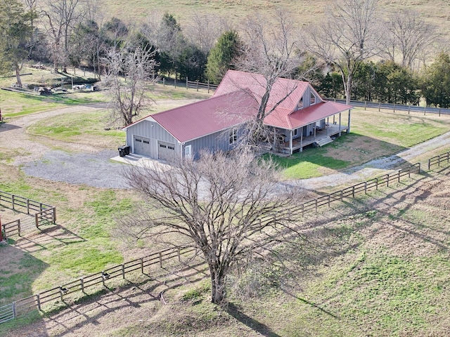 drone / aerial view featuring a rural view