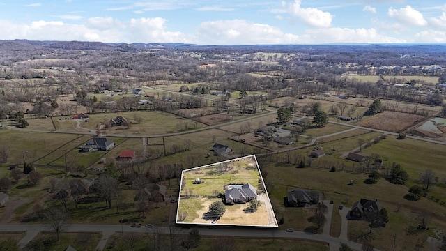 drone / aerial view with a rural view