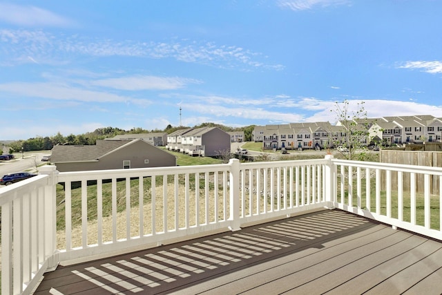 deck with a residential view