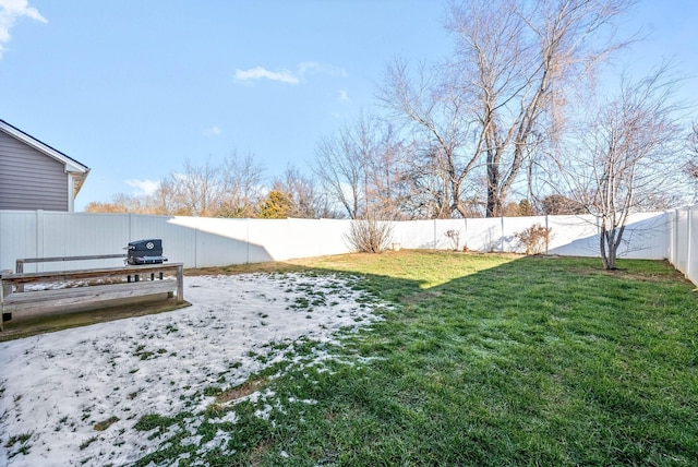 view of yard featuring a fenced backyard