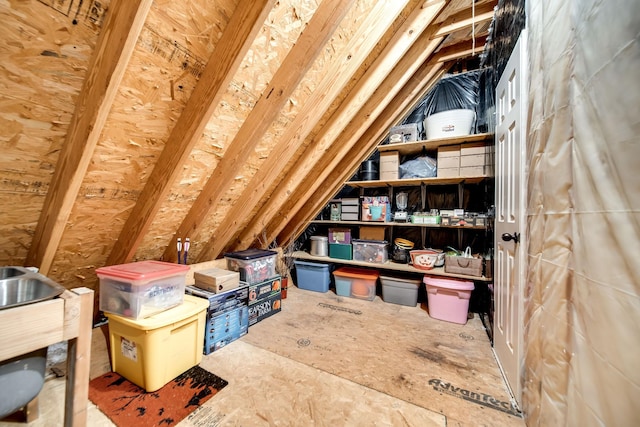 view of unfinished attic