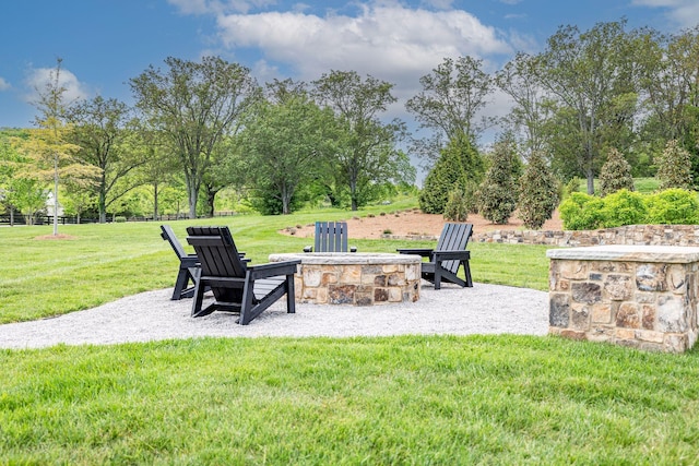 view of patio / terrace featuring a fire pit