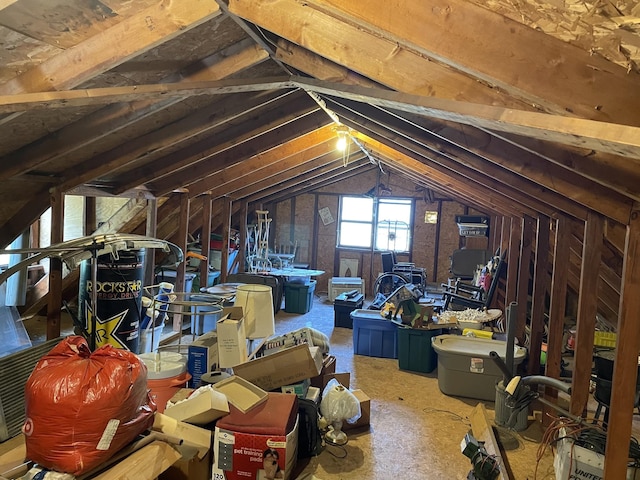 view of unfinished attic