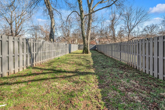 view of yard featuring a fenced backyard