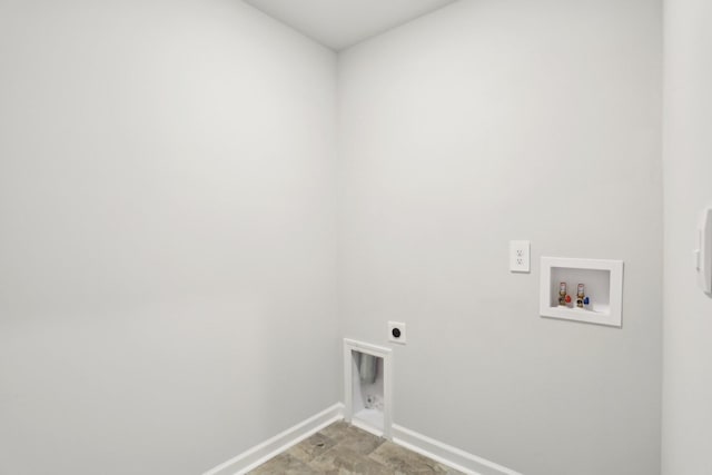 laundry room featuring washer hookup, laundry area, electric dryer hookup, and baseboards