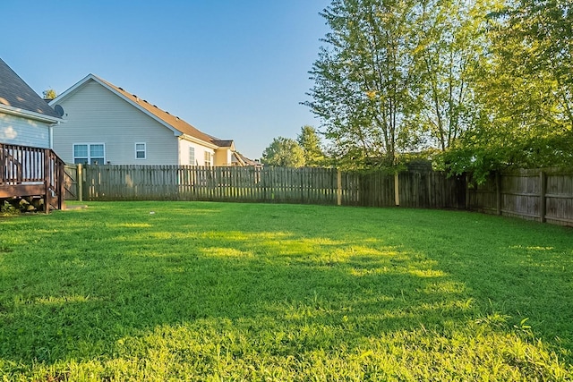 view of yard featuring a fenced backyard