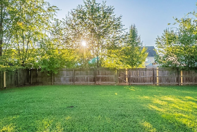 view of yard with a fenced backyard