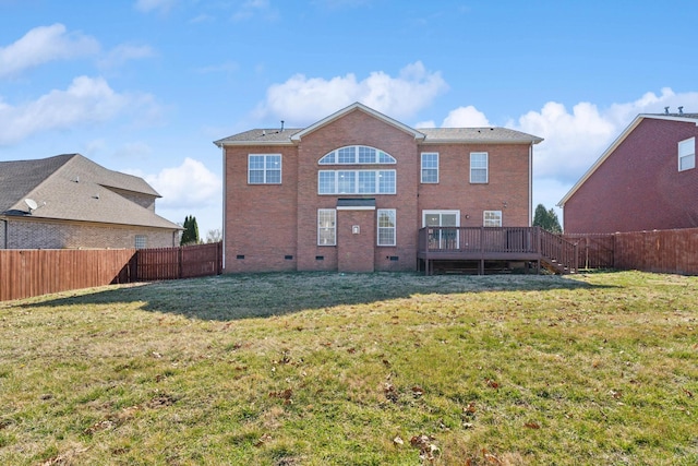 806 Warrington Ct, Gallatin, TN 37066 - back of house featuring crawl space, a lawn, and a fenced backyard