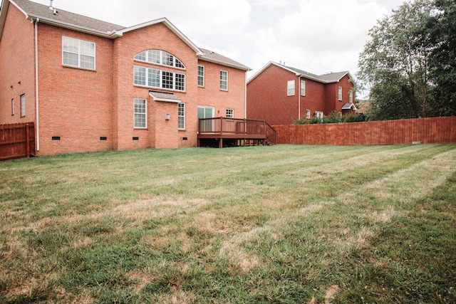 806 Warrington Ct, Gallatin, TN 37066 - back of house with a deck, a yard, fence, and crawl space