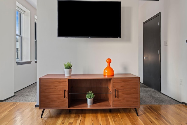 office with light wood-type flooring