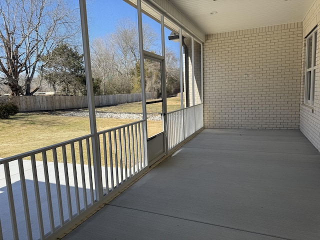 view of unfurnished sunroom