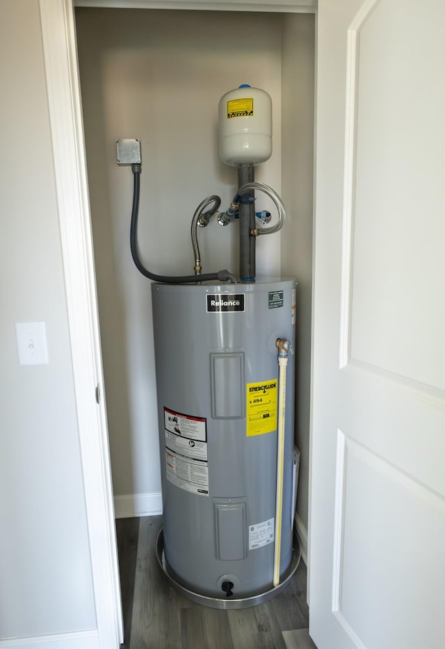 utility room featuring water heater