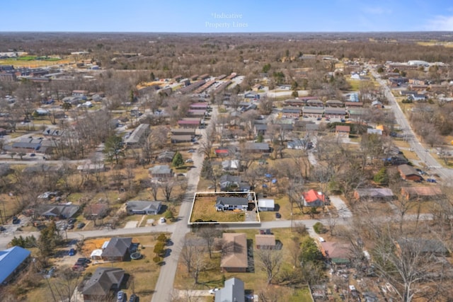 aerial view with a residential view