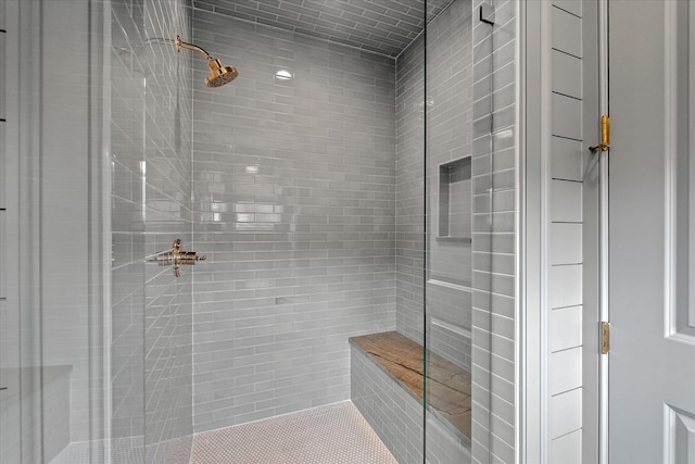 bathroom featuring a stall shower