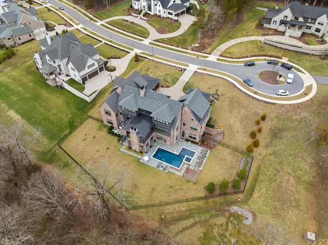 aerial view with a residential view