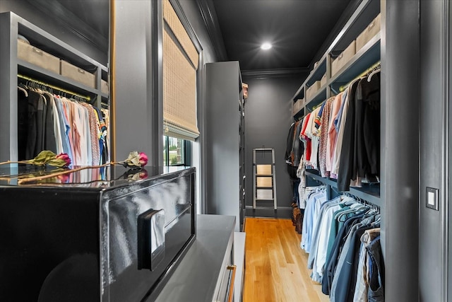 spacious closet with wood finished floors