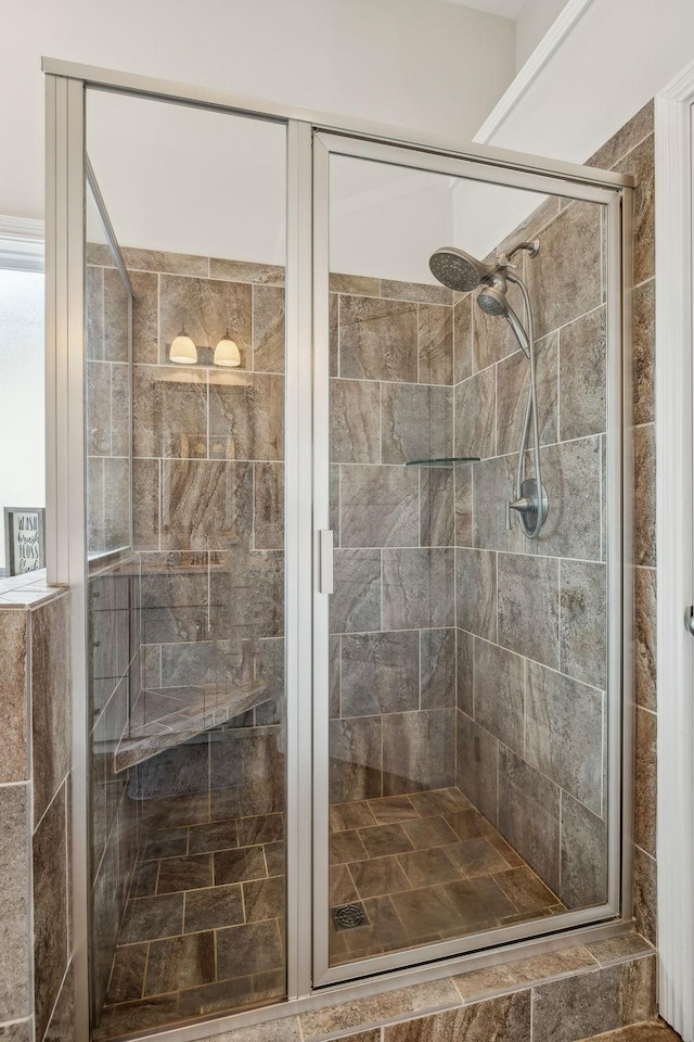 bathroom with a stall shower