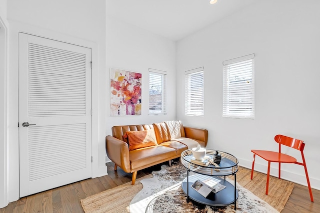 sitting room featuring wood finished floors and baseboards