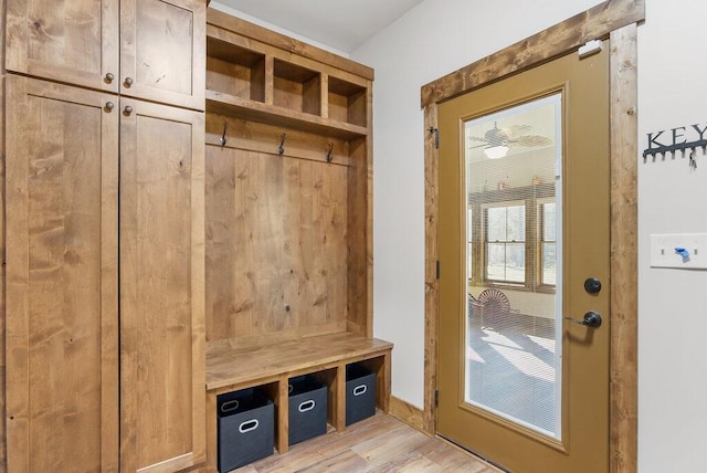 mudroom featuring light wood-style flooring