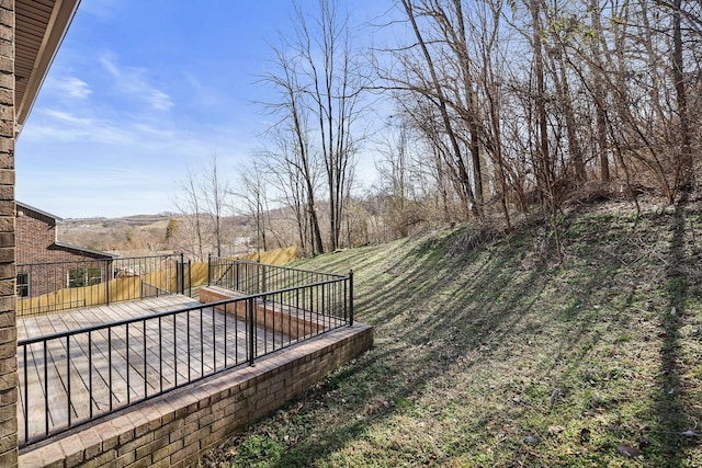 view of yard with a wooden deck