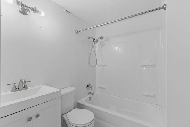 full bathroom with shower / tub combination, vanity, and toilet