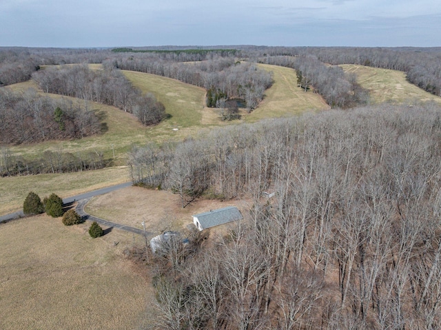 birds eye view of property featuring a rural view