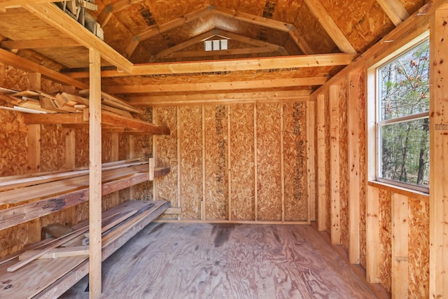 storage room with a sauna