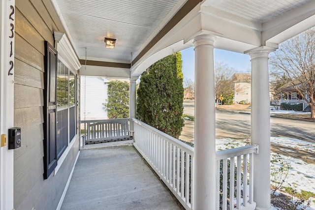 view of patio featuring a porch