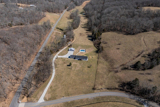 aerial view featuring a rural view