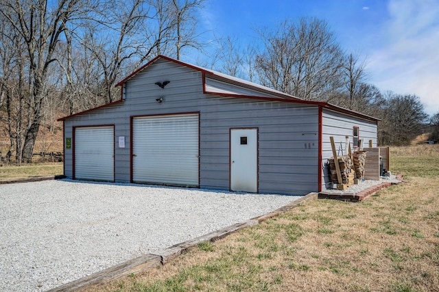 view of detached garage