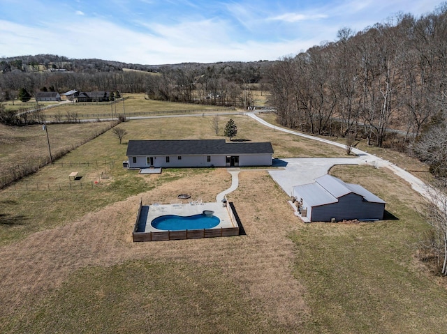 bird's eye view with a rural view