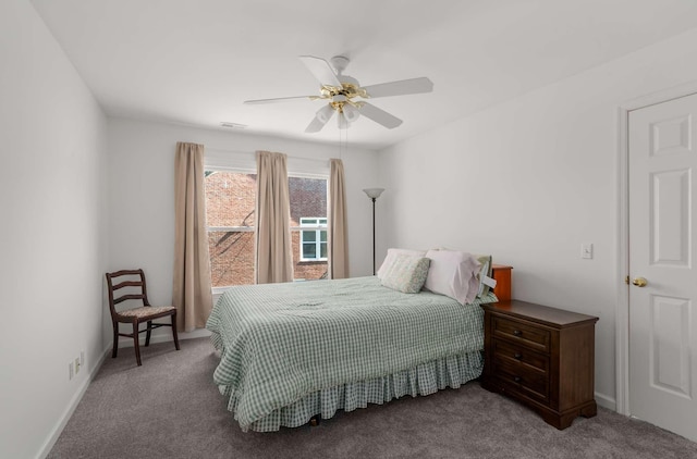 6545 Chessington Dr, Nashville, TN 37221 - carpeted bedroom with visible vents, a ceiling fan, and baseboards