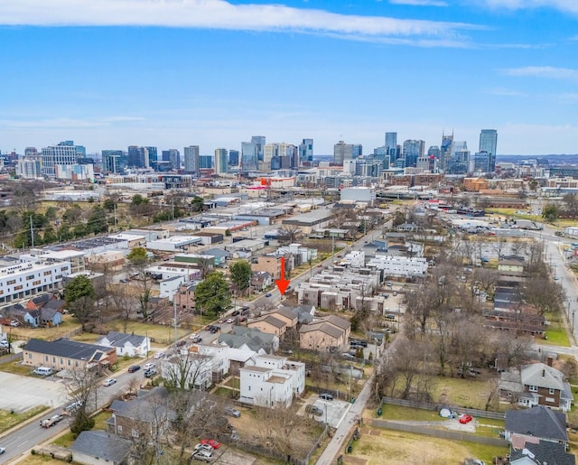 aerial view with a city view