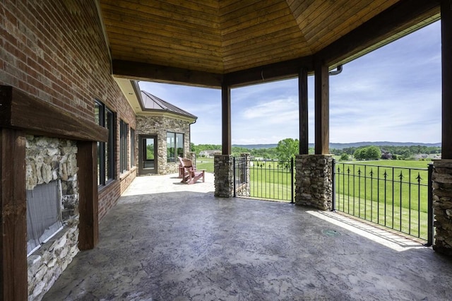 view of patio / terrace with a rural view and a gazebo