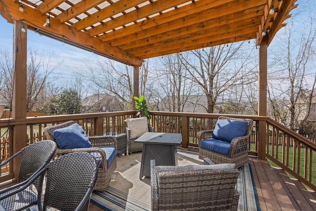 wooden deck featuring outdoor lounge area