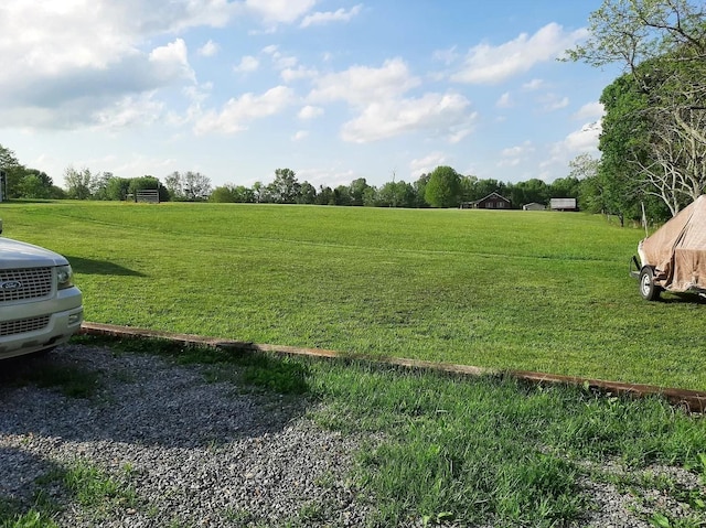 view of yard with a rural view