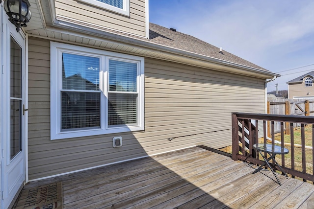 deck featuring fence