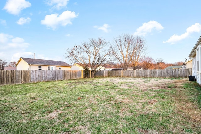 view of yard featuring a fenced backyard