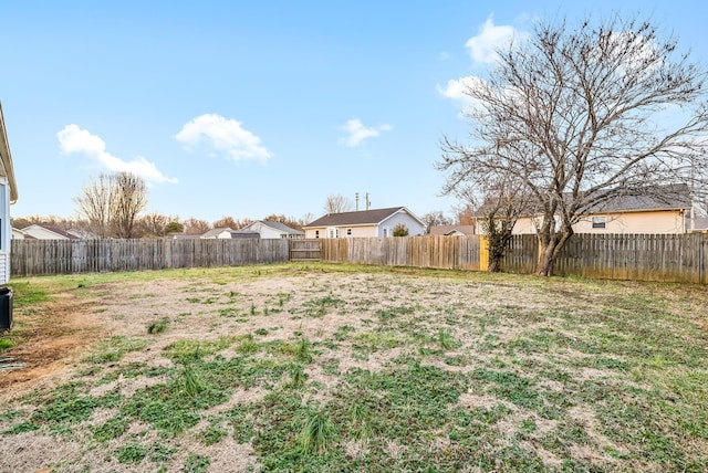 view of yard with a fenced backyard