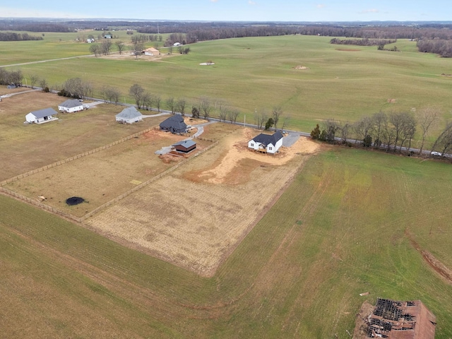 drone / aerial view with a rural view