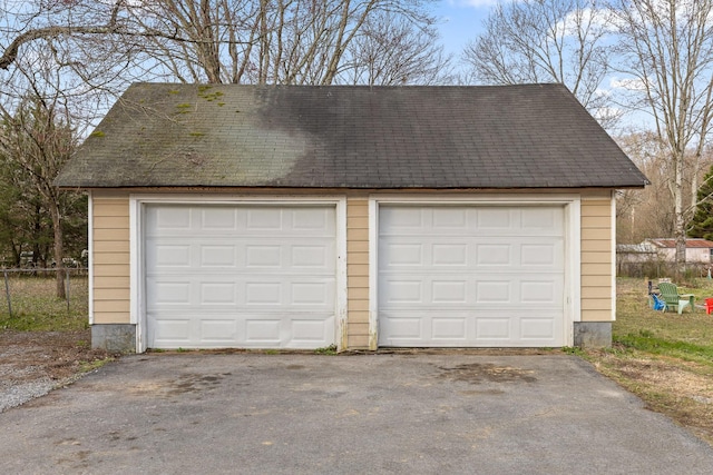 view of detached garage